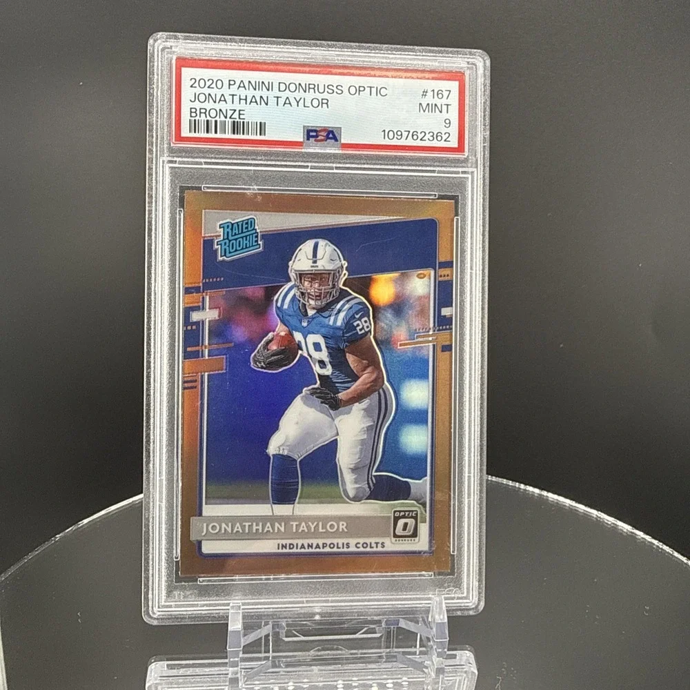 2020‎ Panini Donruss Optic Rated Rookies Jonathan Taylor #167 Bronze Prizm PSA 9